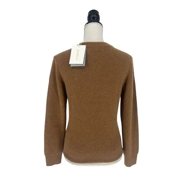 Ravella Ribbed Brown Camilla Luxe Cashmere Sweater